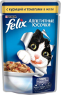FELIX консервы для кошек Курица с томатами аппетитные кусочки в желе (пауч) 85 гр.
